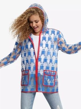 Star Wars Her Universe R2D2 Clear Rain Coat Jacket Size Large Galactic Space